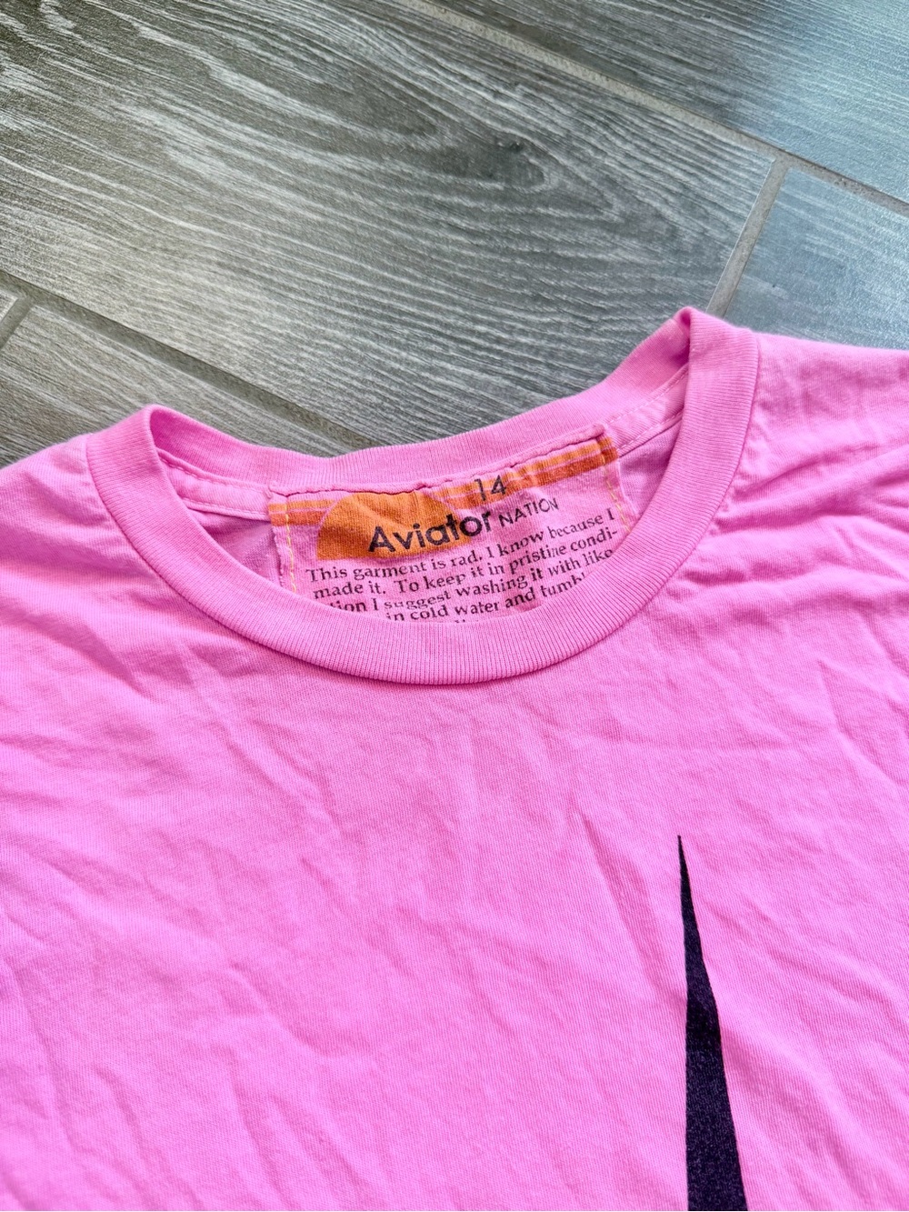 Aviator Nation Kids Neon Pink Lightning Bolt Tee size 14 (or adult XS) - Picture 2 of 4